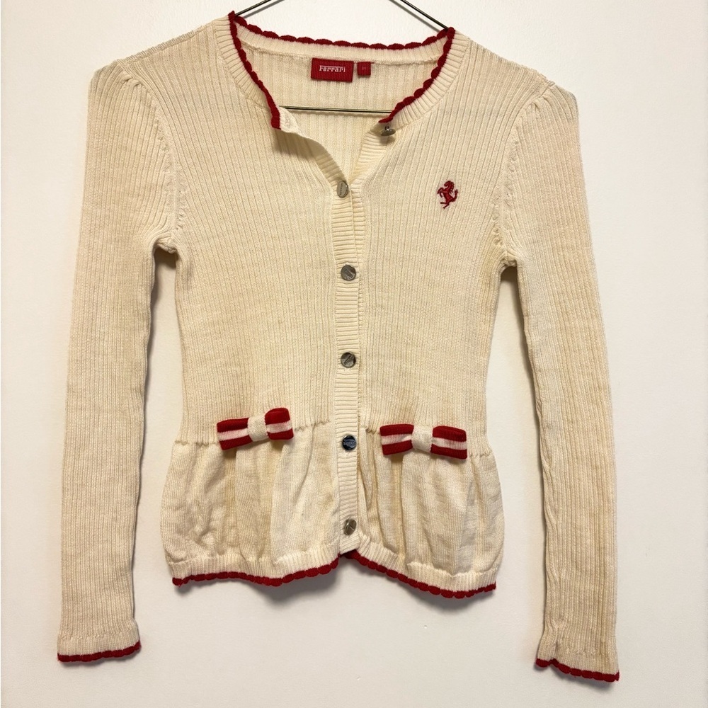 Ferrari Cream and Red Children’s Lambs Wool Cardigan